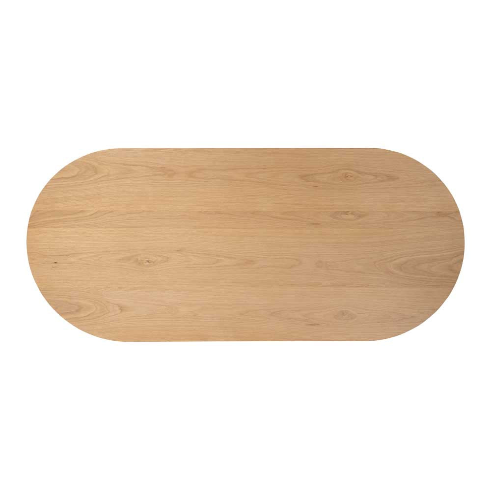 View from above - Oval dining table top on a white background