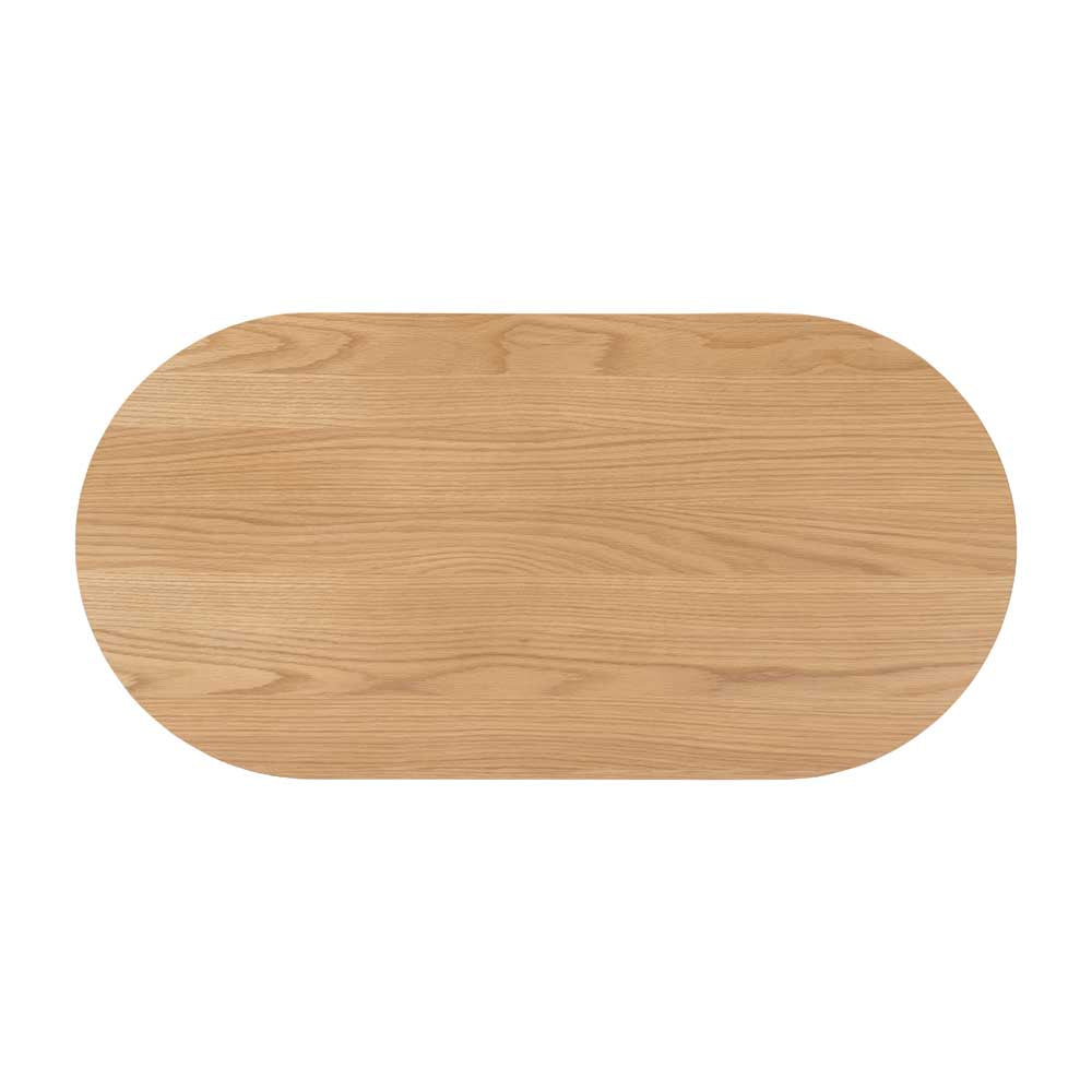 View from above of a Wooden oval coffee table on a white background