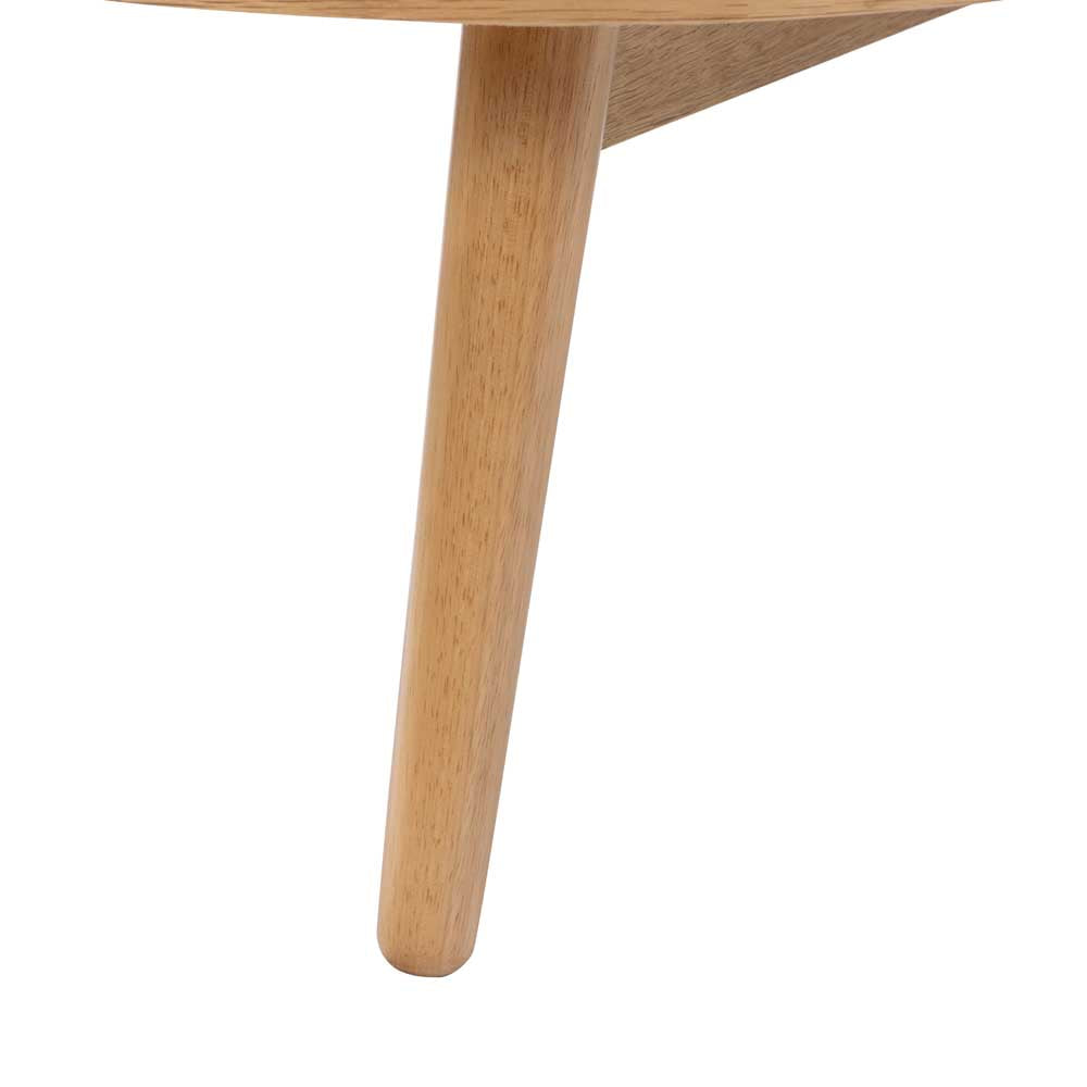 Close-up of a wooden coffee table leg on a white background