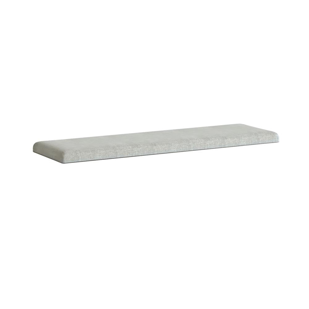 Rectangular beige bench cushion on a white background