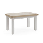 Rectangular oak extending dining table. table. Oak top. Grey painted legs and frame.