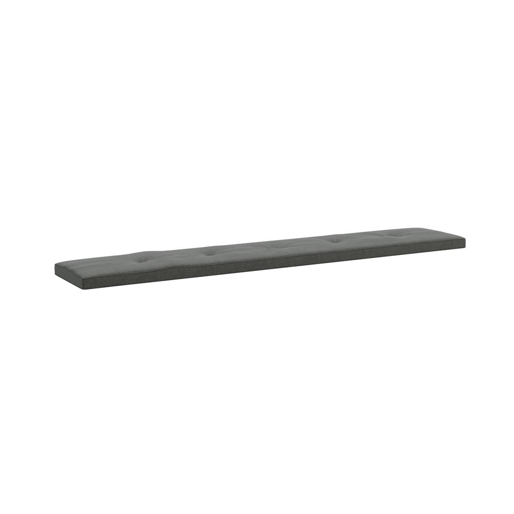 Charcoal grey bench cushion on a white background
