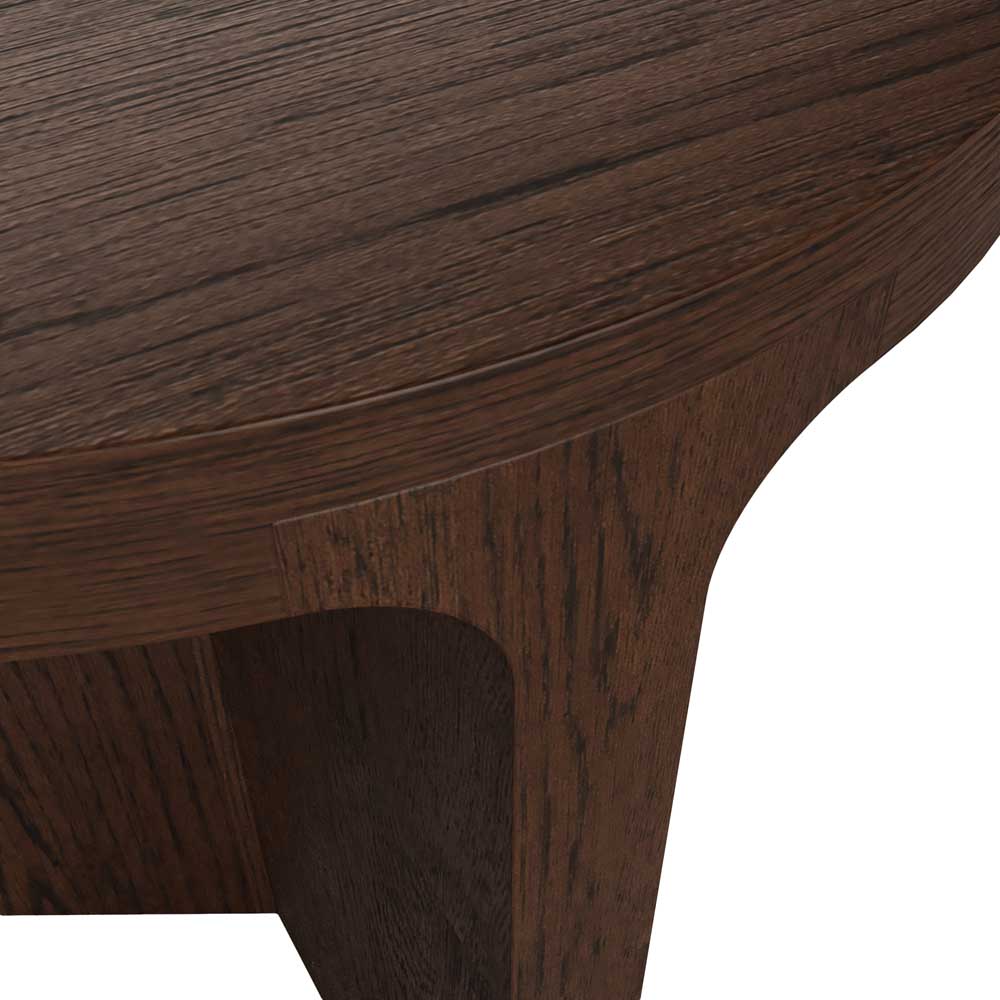 Close-up of a wooden table leg with a white background