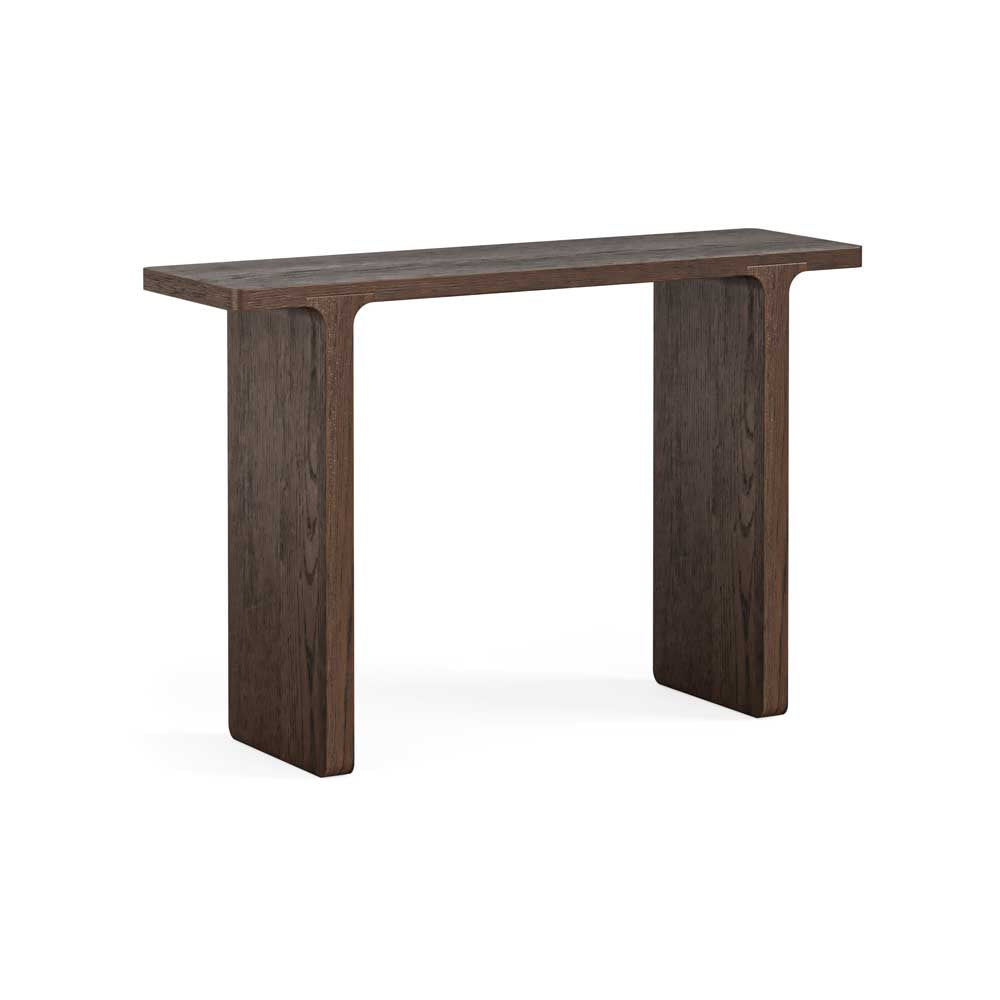 Wooden console table on a white background