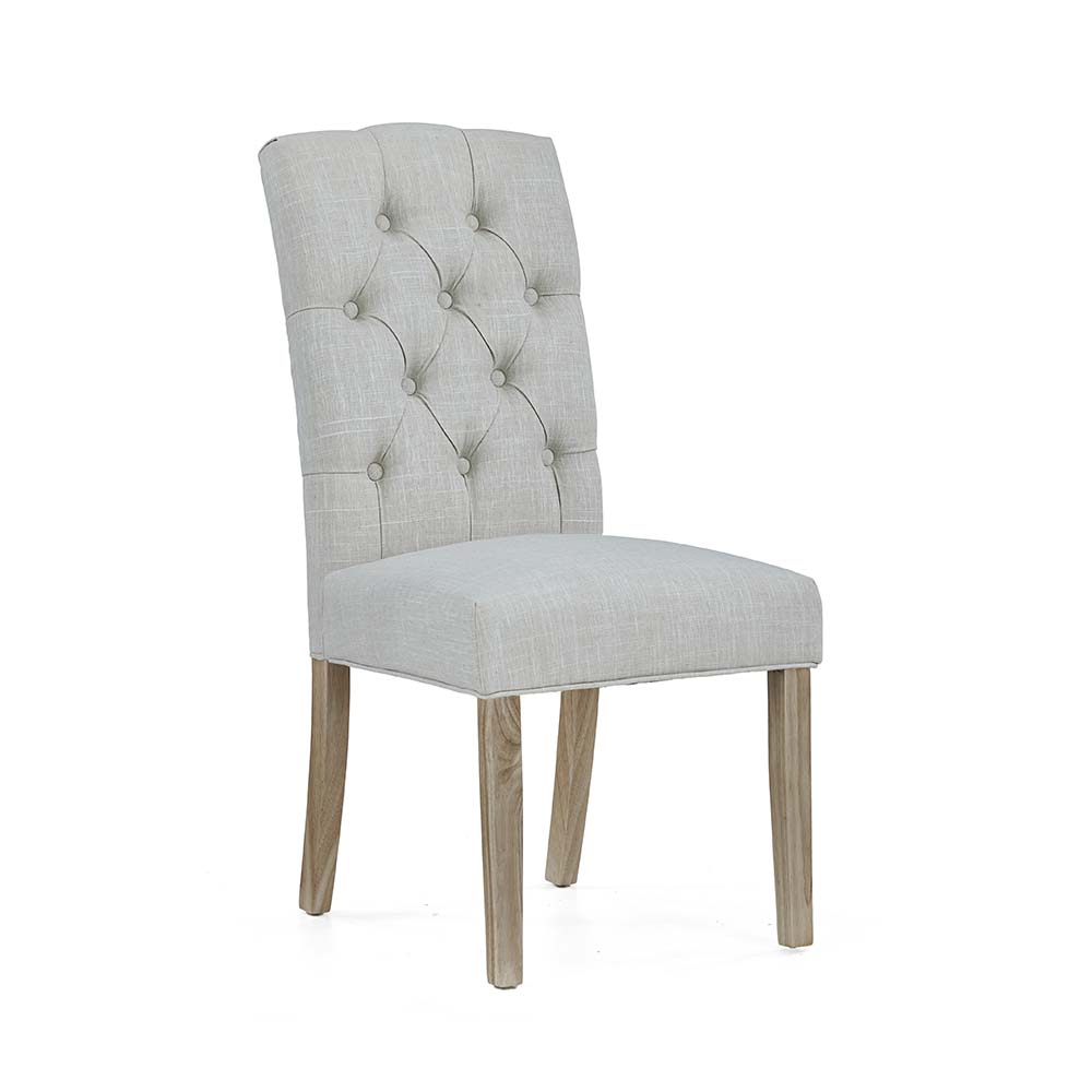 Button back fabric upholstered chair - beige
