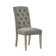 Button back fabric upholstered chair - grey