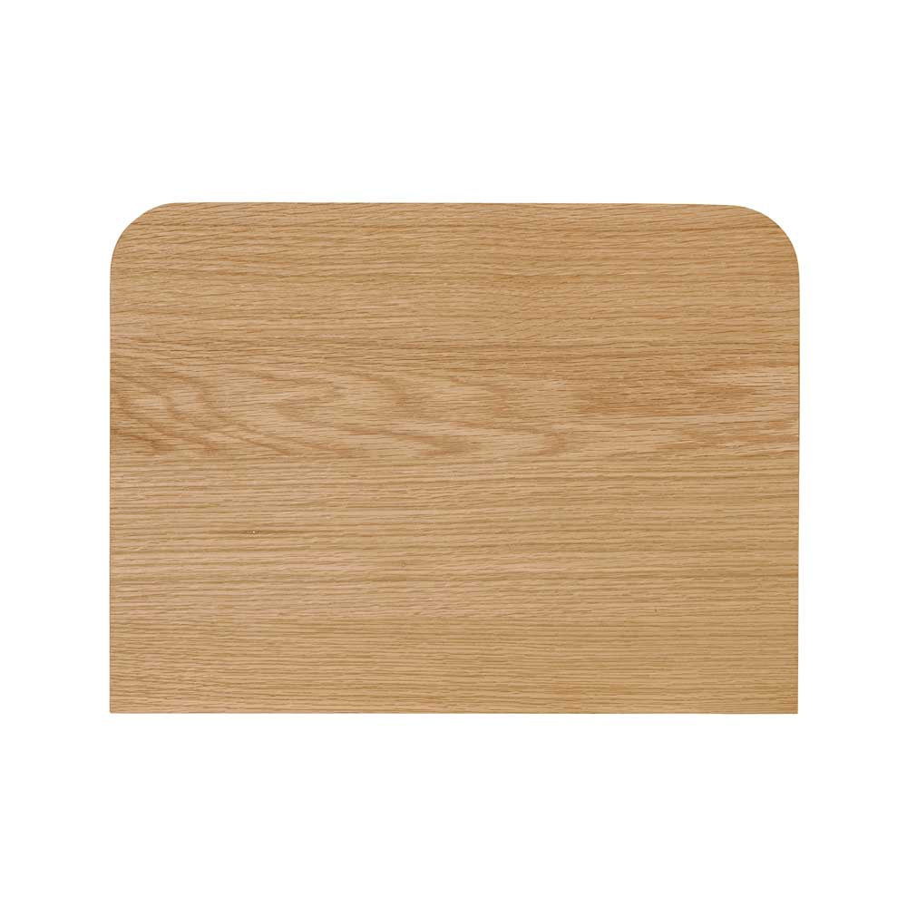 View from above of wooden bedside locker on a white background