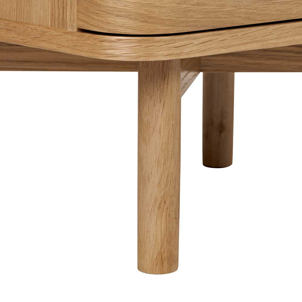 Close-up of wooden table legs on a white background