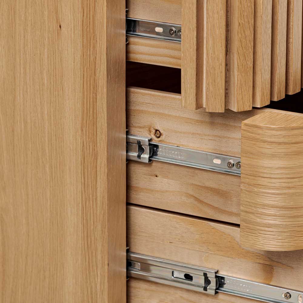 Wooden bedside locker with drawers and metal slides