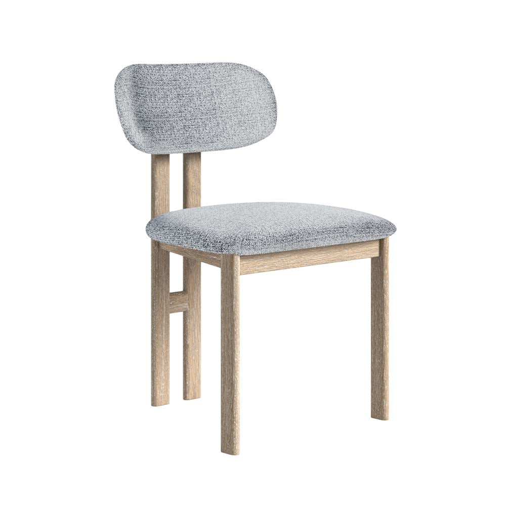 Chair with gray cushioned seat and backrest on a white background