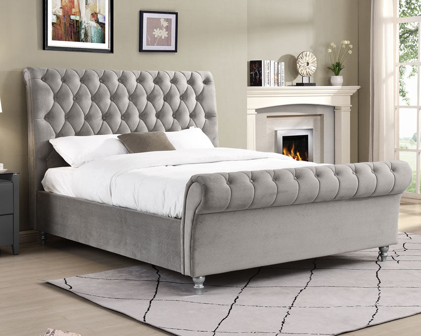 Doolin Fabric Bedframe - Silver 4'6ft