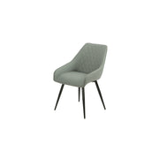 Grey swivel dining chair with quilted backrest on a white background
