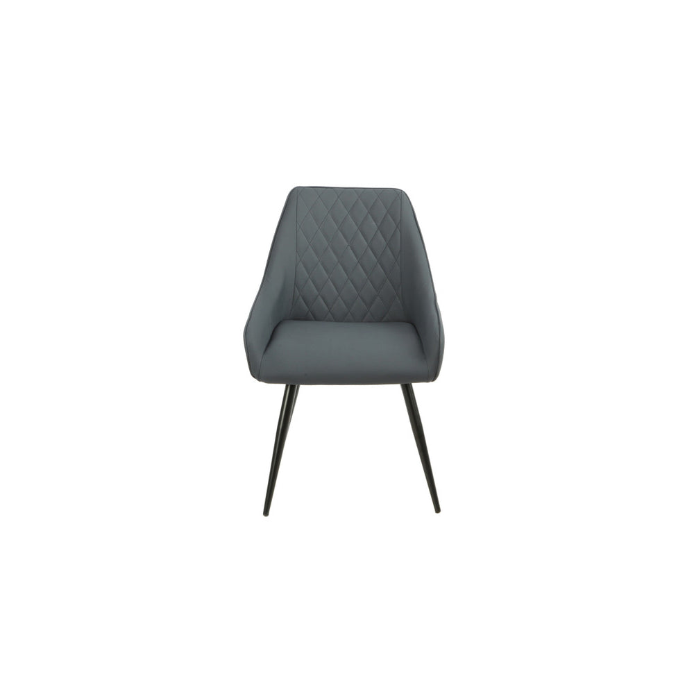 Midnight blue swivel dining chair with quilted backrest on a white background