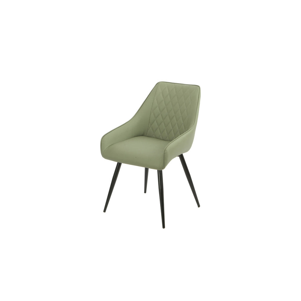 Sage Green swivel dining chair with quilted backrest on a white background