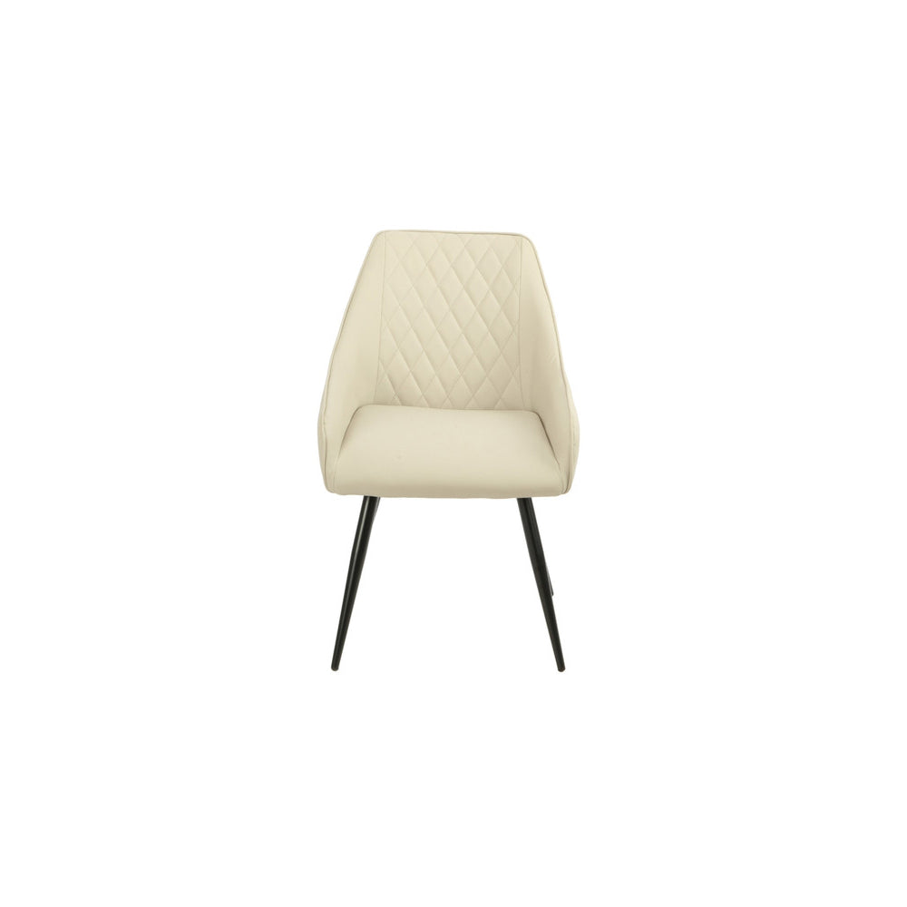 Taupe swivel dining chair with quilted backrest on a white background
