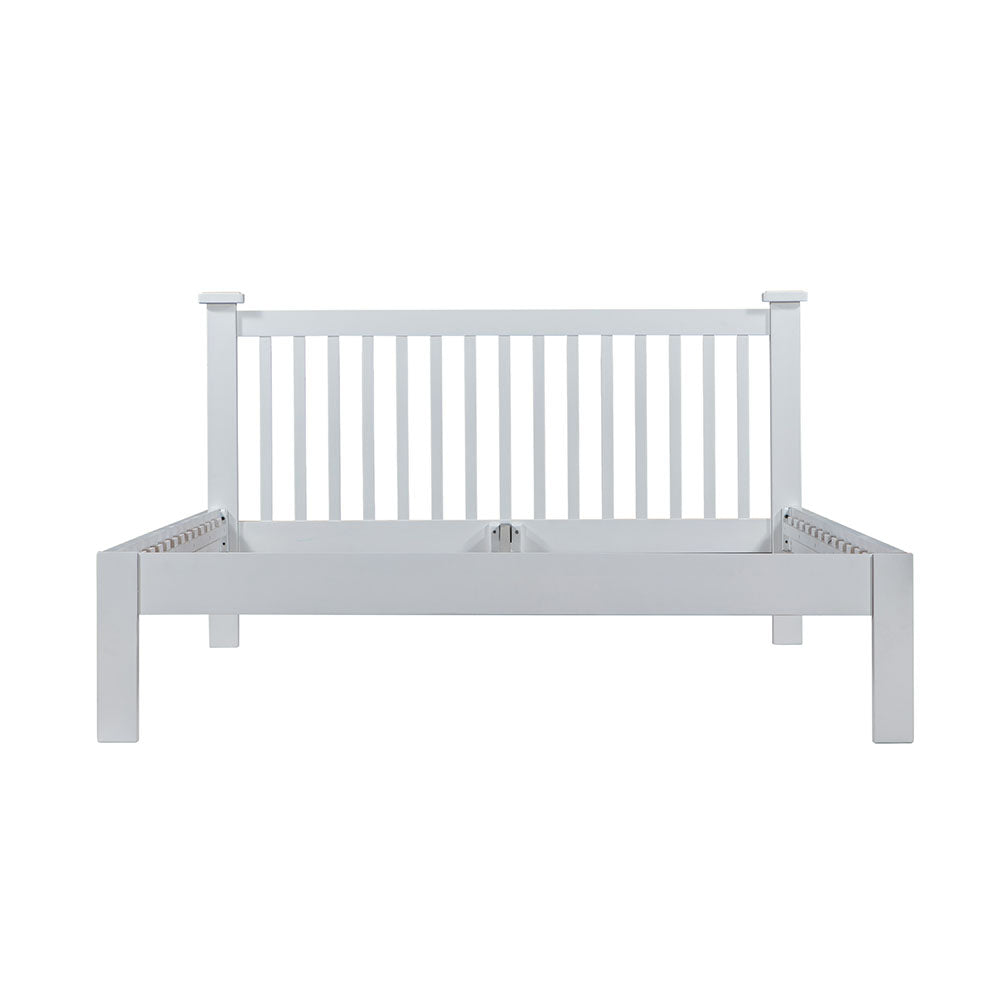 White wooden bed frame on a white background