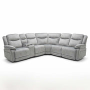 Gray corner sofa with reclining seats on a white background