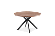 Fredrik 1.2m Round Dining Table Walnut effect. 4 Black legs - Studio Photo