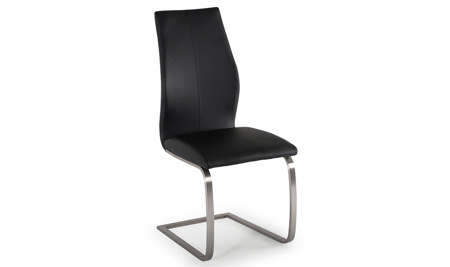 Black chair with a metal frame on a white background