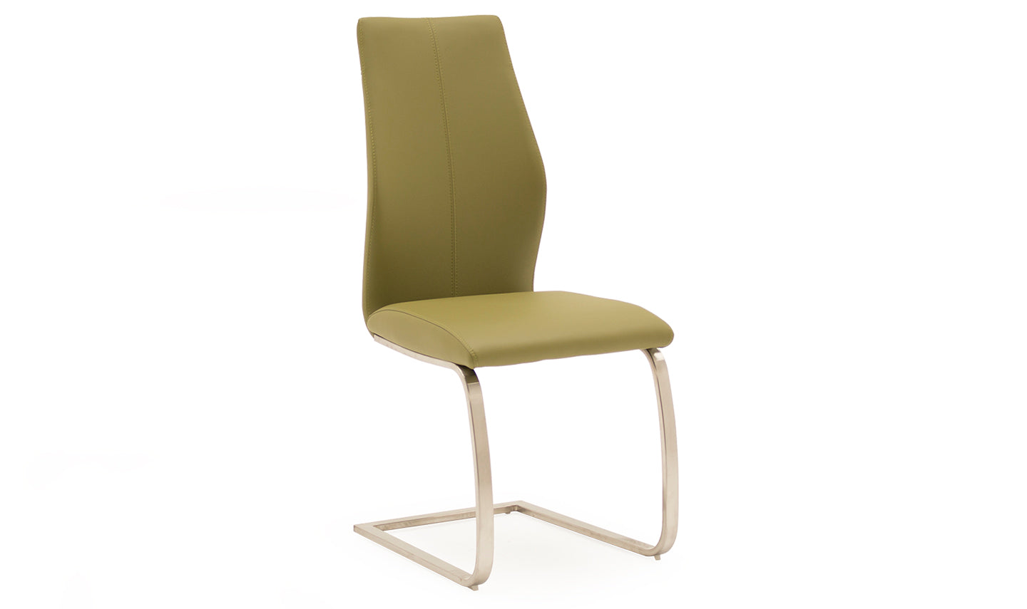 Olive green chair with a white background