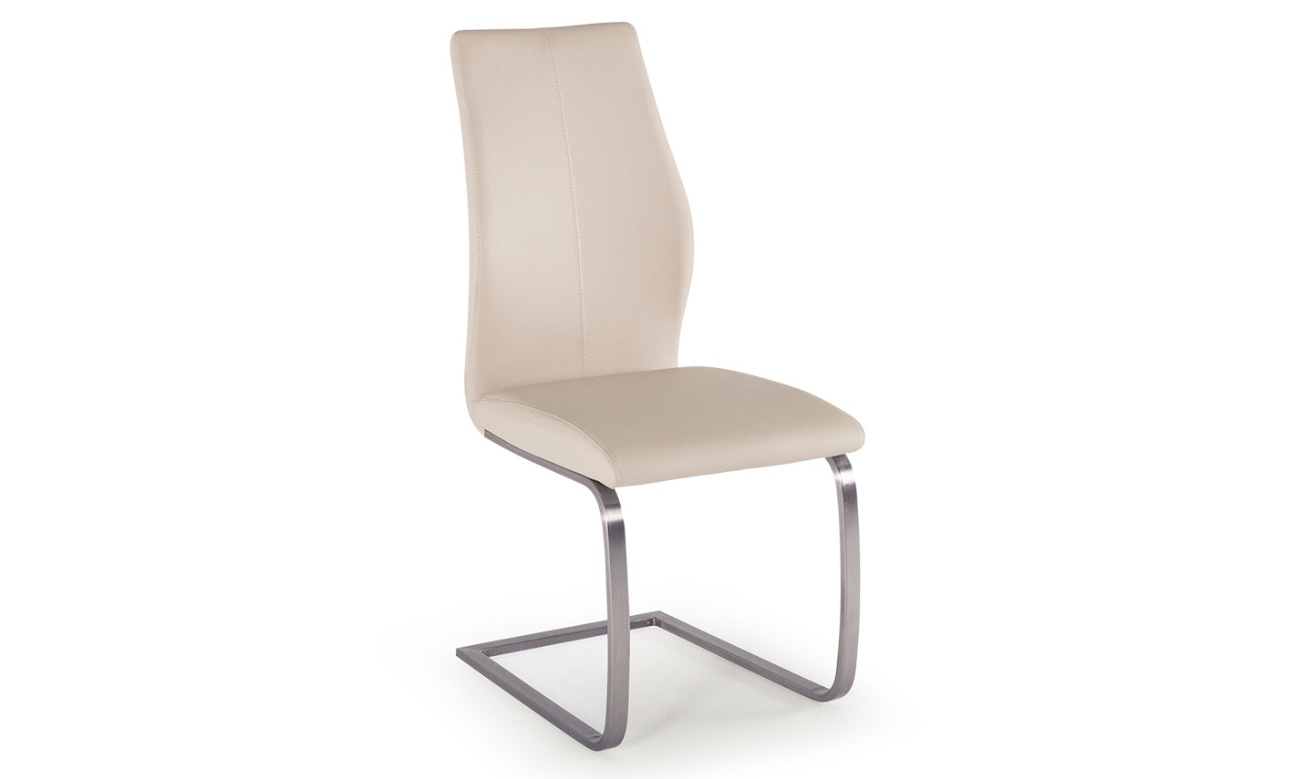 Light cream / taupe chair with a metal frame on a white background