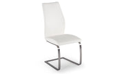 White chair with a metal frame on a white background