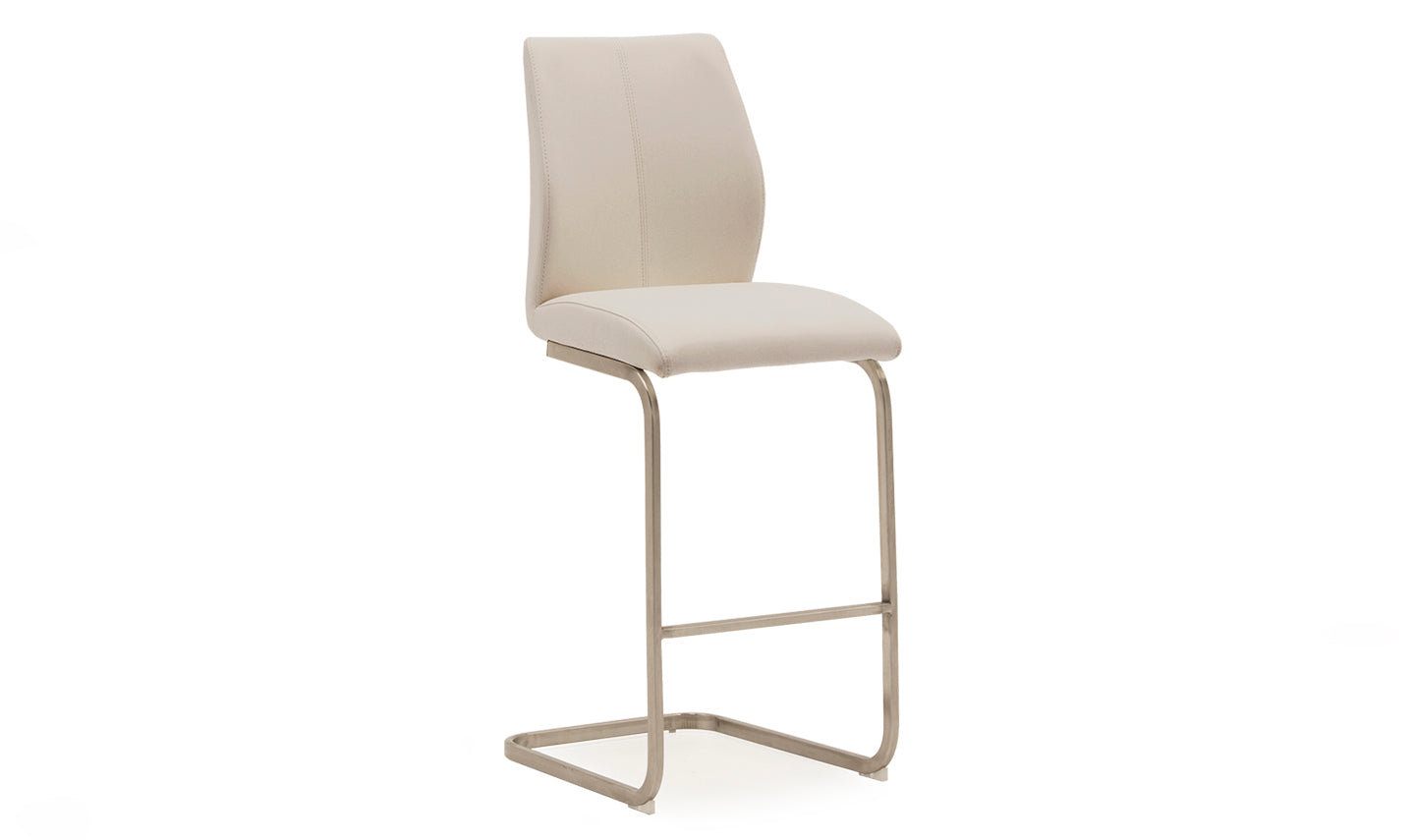 Taupe bar stool with a modern design on a white background
