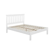 White wooden bed frame on a white background
