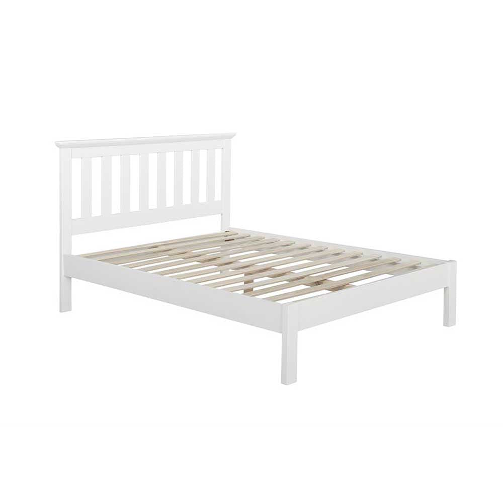 White wooden bed frame on a white background