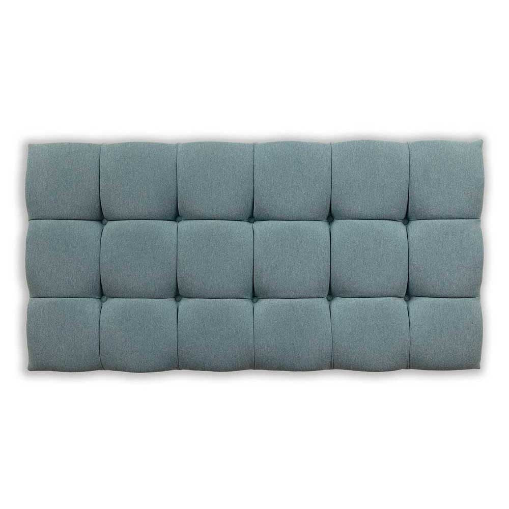 Jade wool tufted headboard on a white background