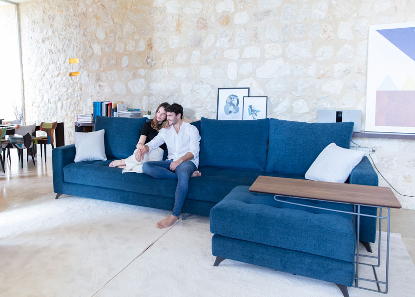 Navy Corner Sofa By Fama