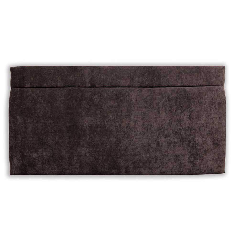 Charcoal velvet headboard on a white background