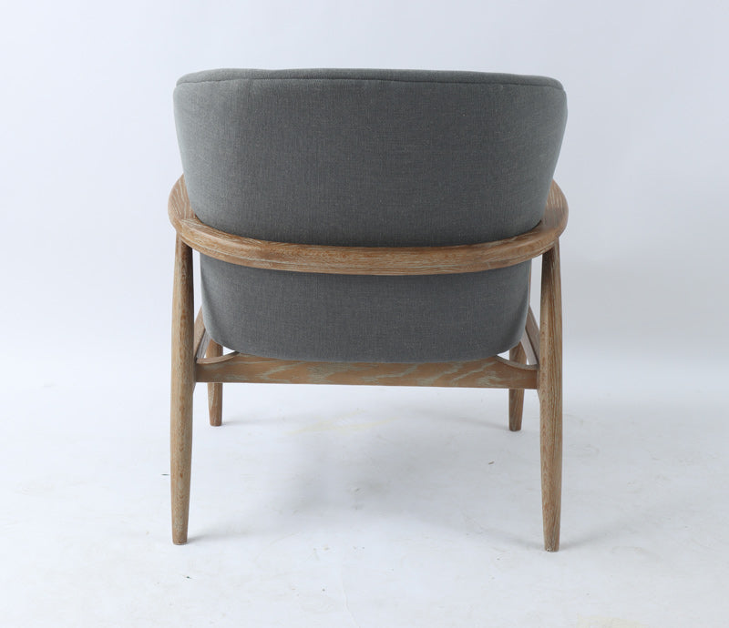 Rear view of Bronte Grey armchair - Bent Oakwood frame