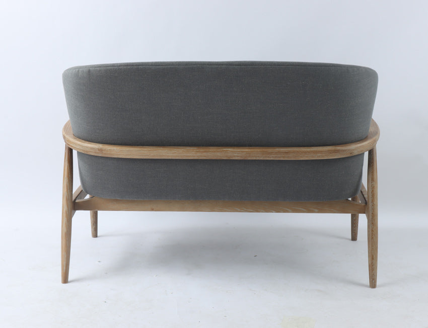 back of Bronte Grey 2 seater Oak Bentwood sofa