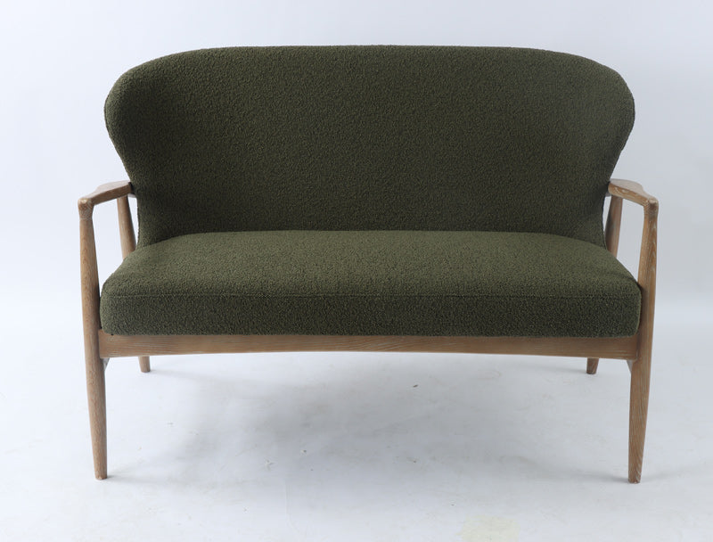 Bronte green 2 seater Oak Bentwood sofa front view