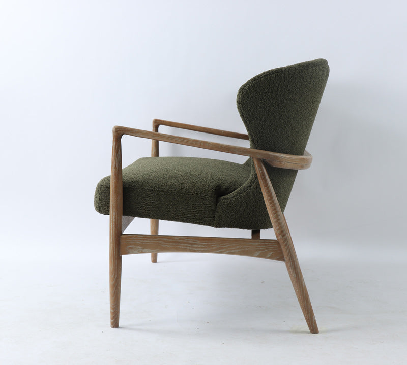 Bronte green 2 seater Oak Bentwood sofa from side 2