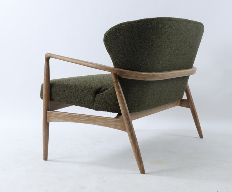 Bronte green 2 seater Oak Bentwood sofa from side