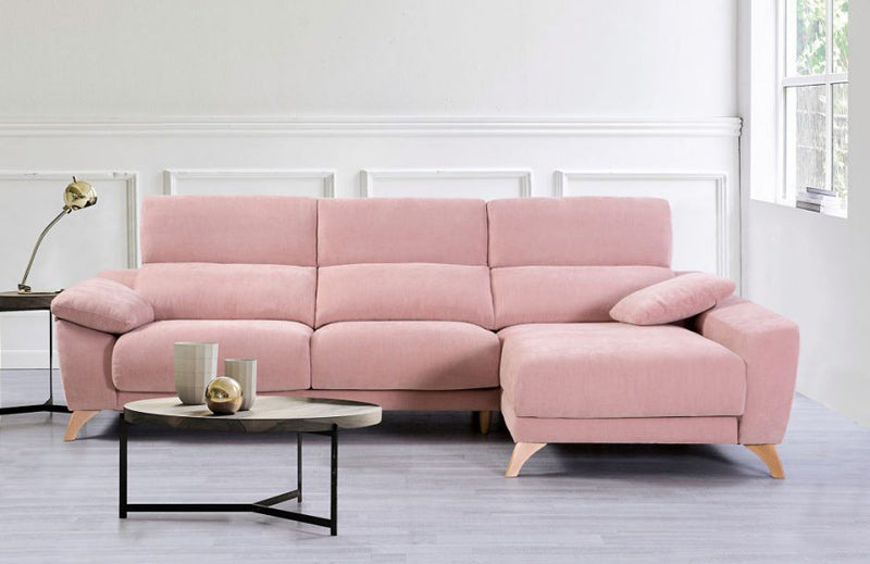 Palma Sofa Chaise by Pedro Ortiz in Pink Fabric from different angle