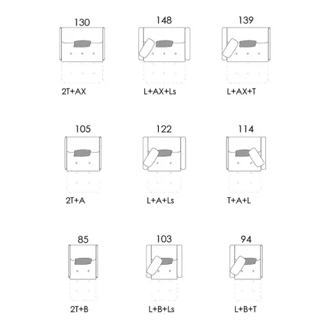 Paradis Sofa by Fama (V1, AX, AX, V2)