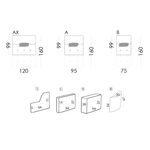 Paradis Sofa by Fama (V1, AX, AX, V2)