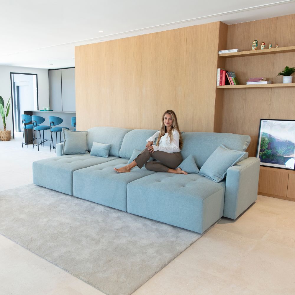 Paradis Sofa with seats extended. Made using 3 Modules and narrow arm