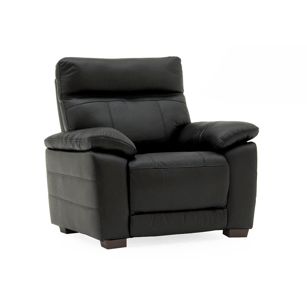 Black leather static armchair on a white background