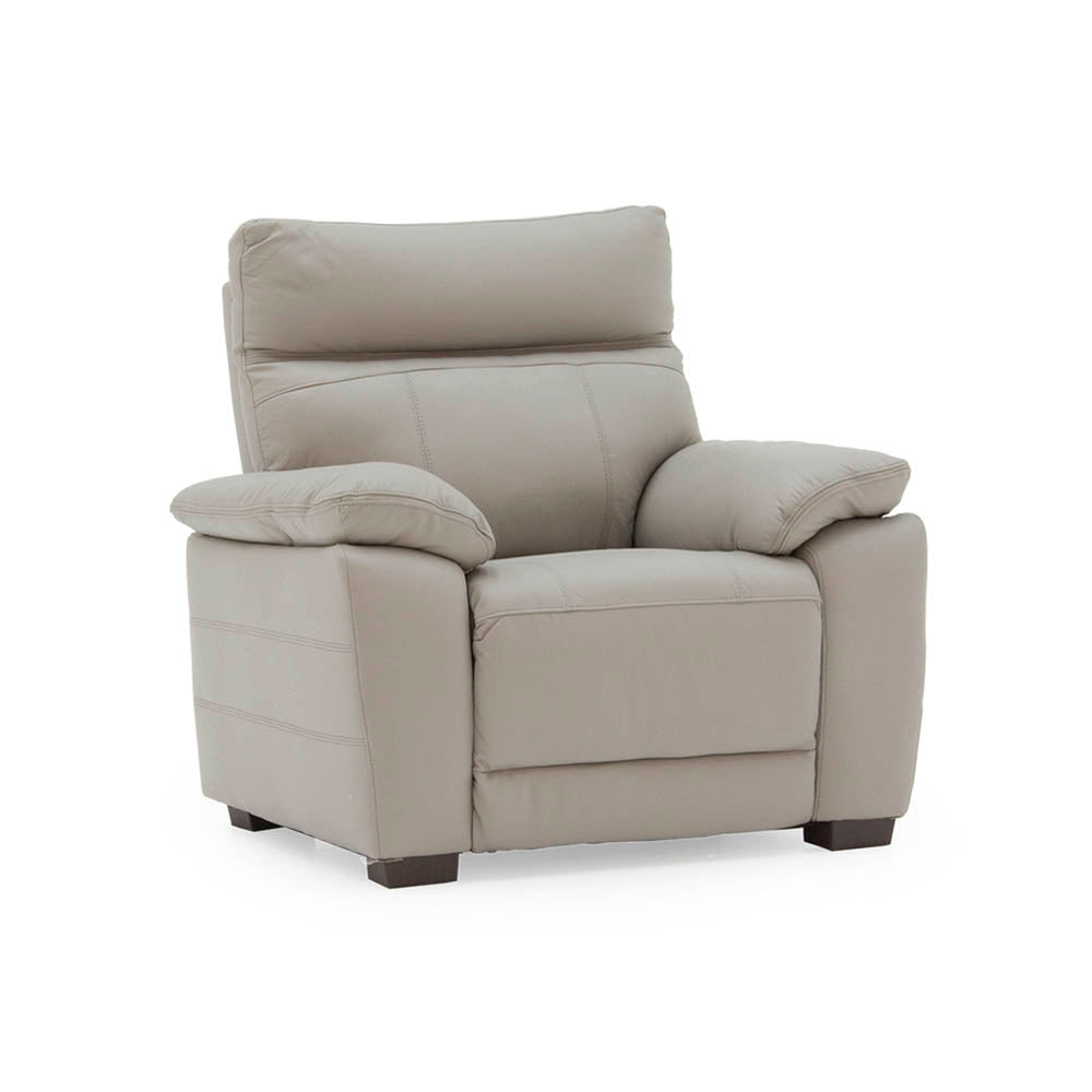 Light grey static armchair on a white background