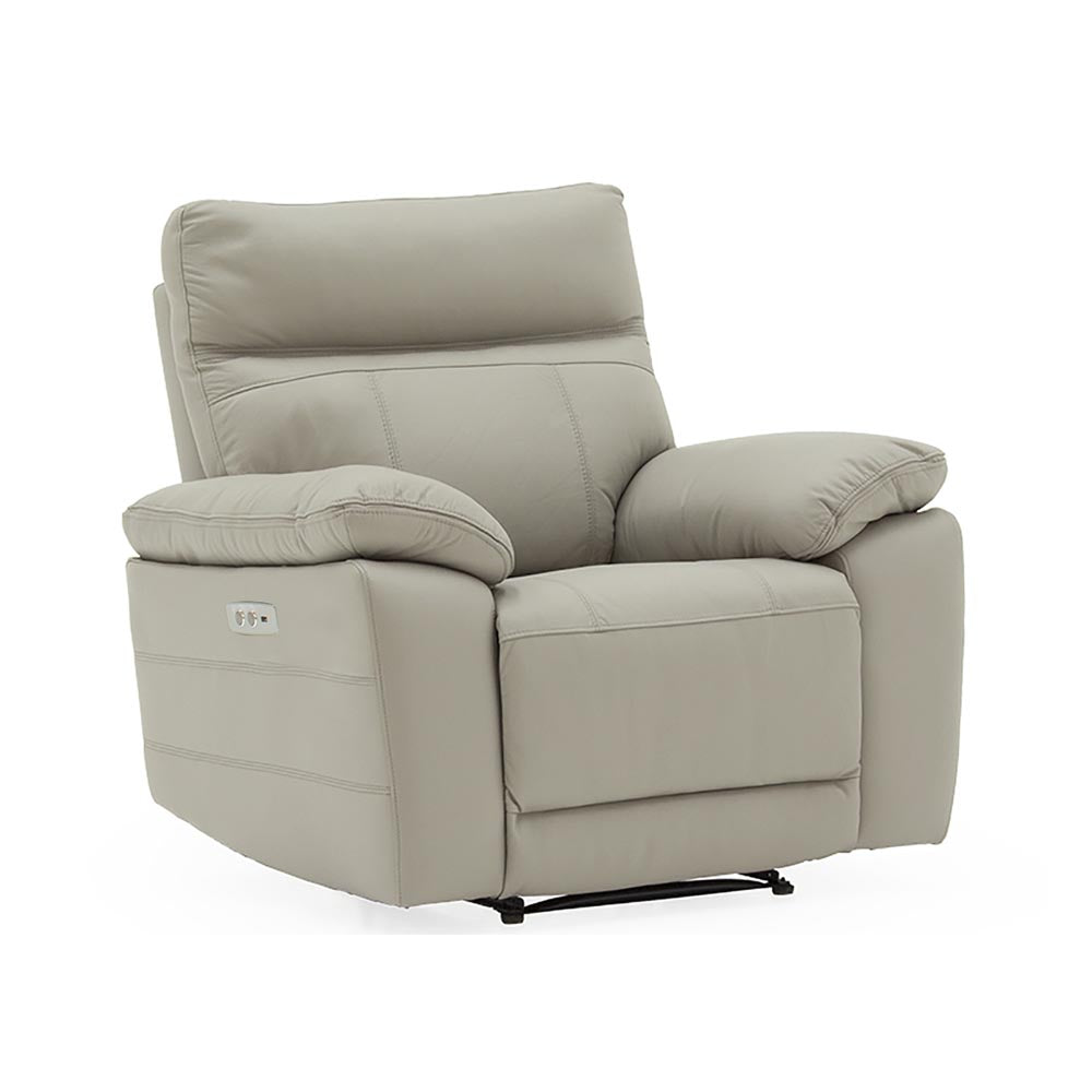 Light grey positano recliner chair on a white background