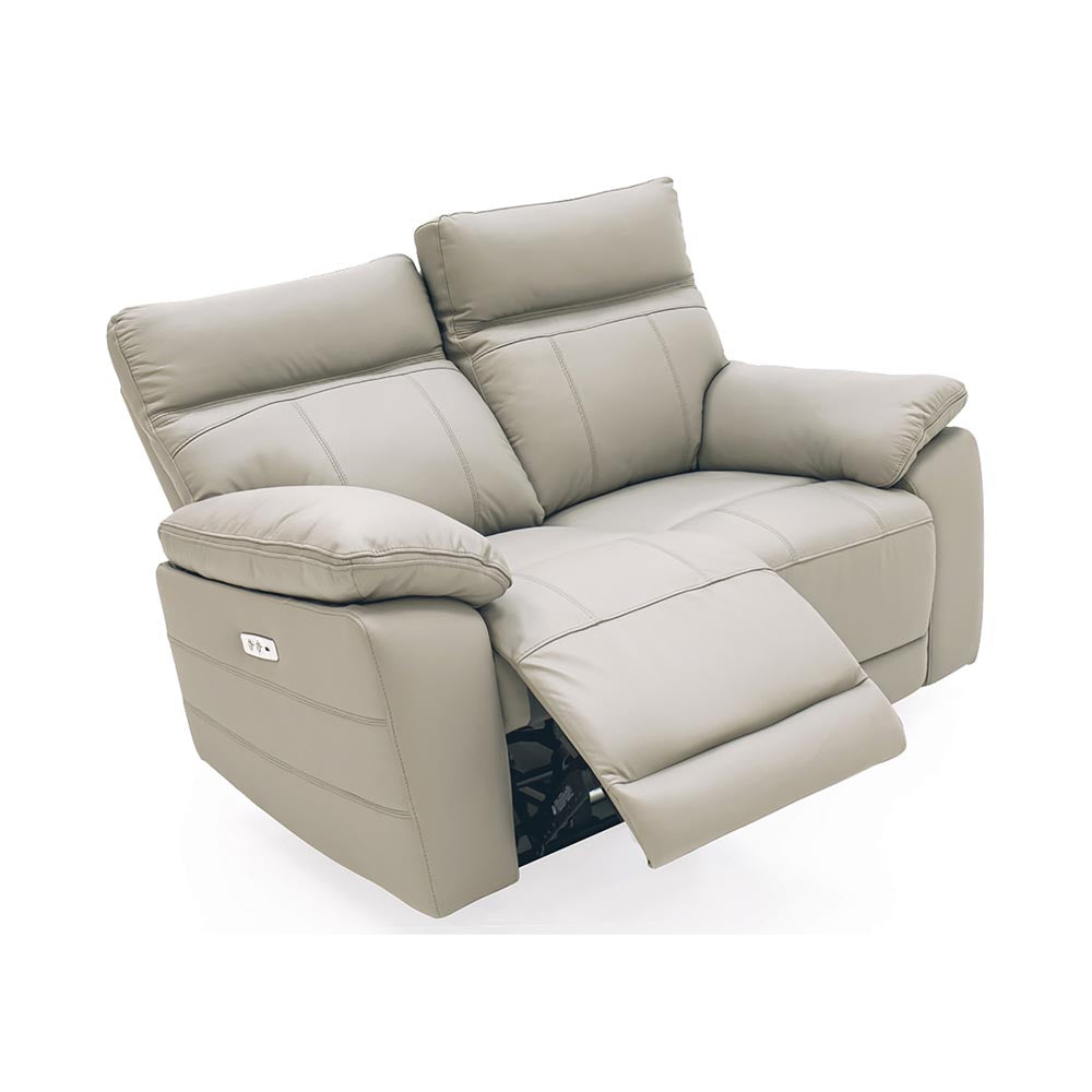 Light grey 2 seater recliner sofa on a white background