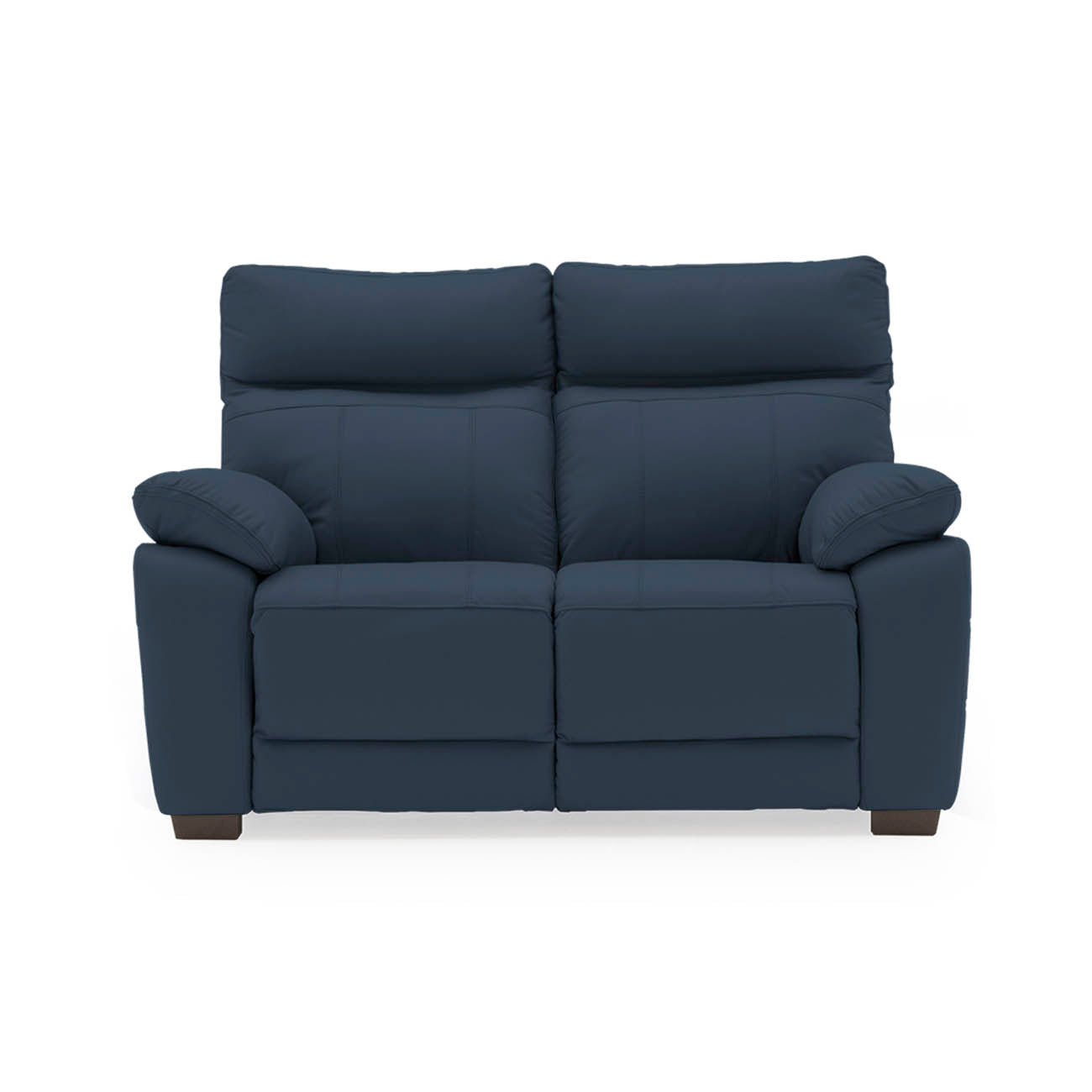 Indigo blue 2 seater sofa on a white background