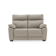 Light grey 2 seater leather sofa on a white background