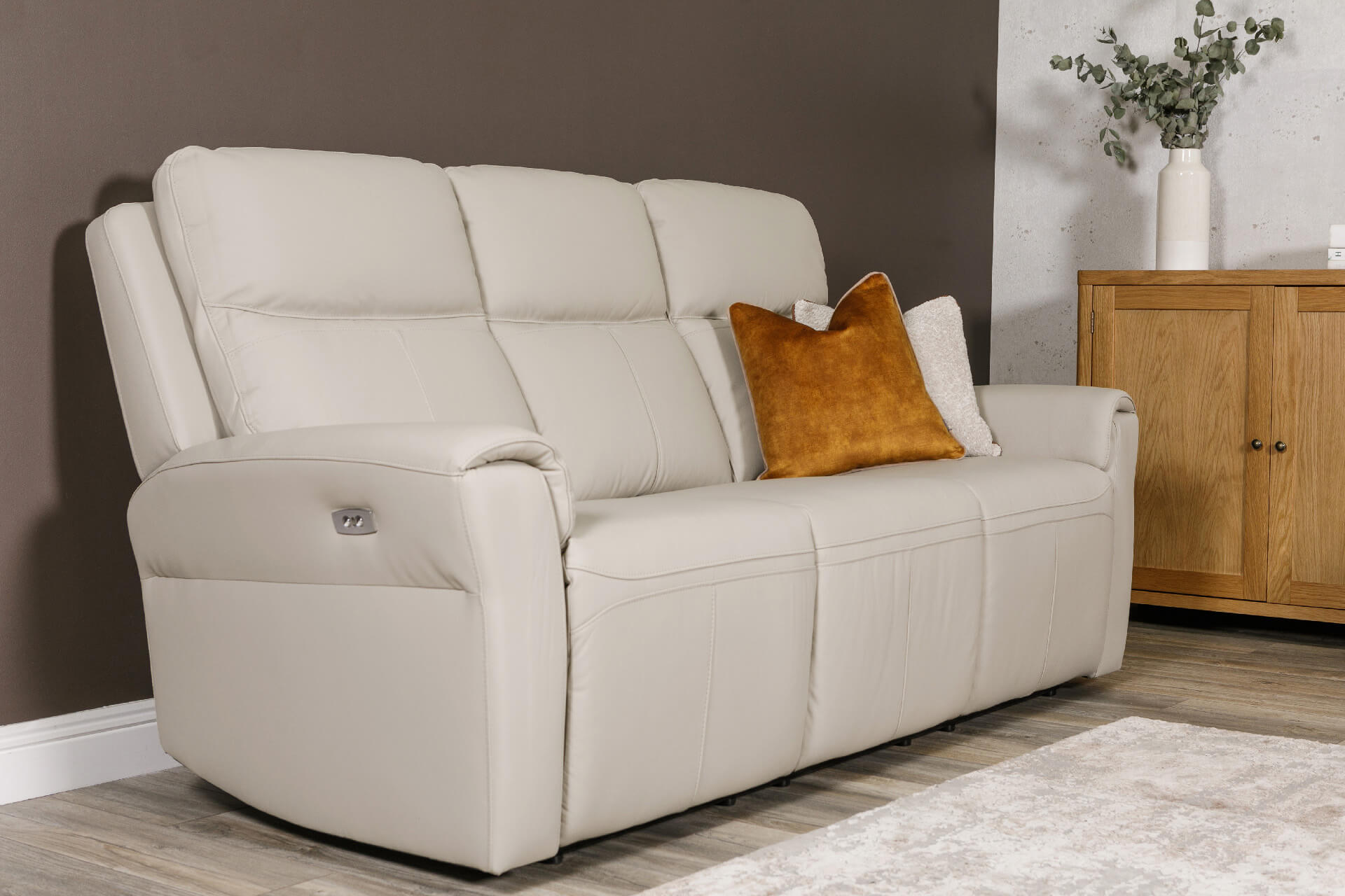 Russo 3 Seater Electric Recliner- Stone Leather