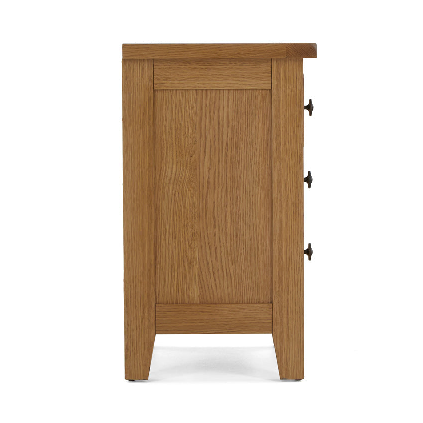 Burford 3 Drawer Bedside From Side Angle