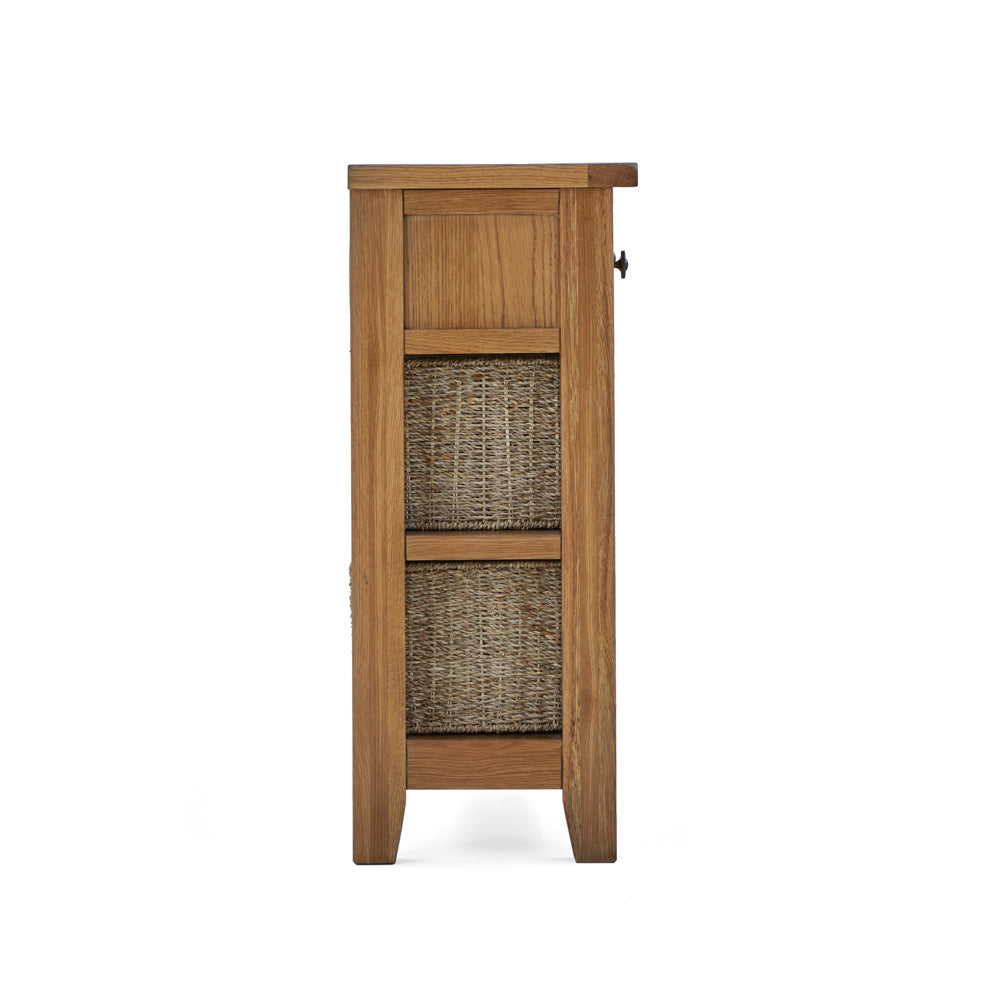 Burford Console Table with Baskets side View